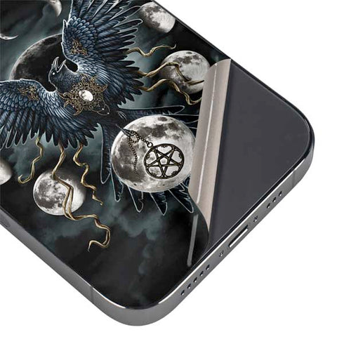 Crow and Moon Phases by Sarah Richter iPhone 16e Skin